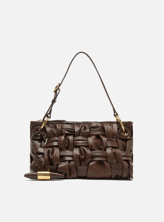 Bolsa Tiracolo Marrom Couro Média Tressê Maxi