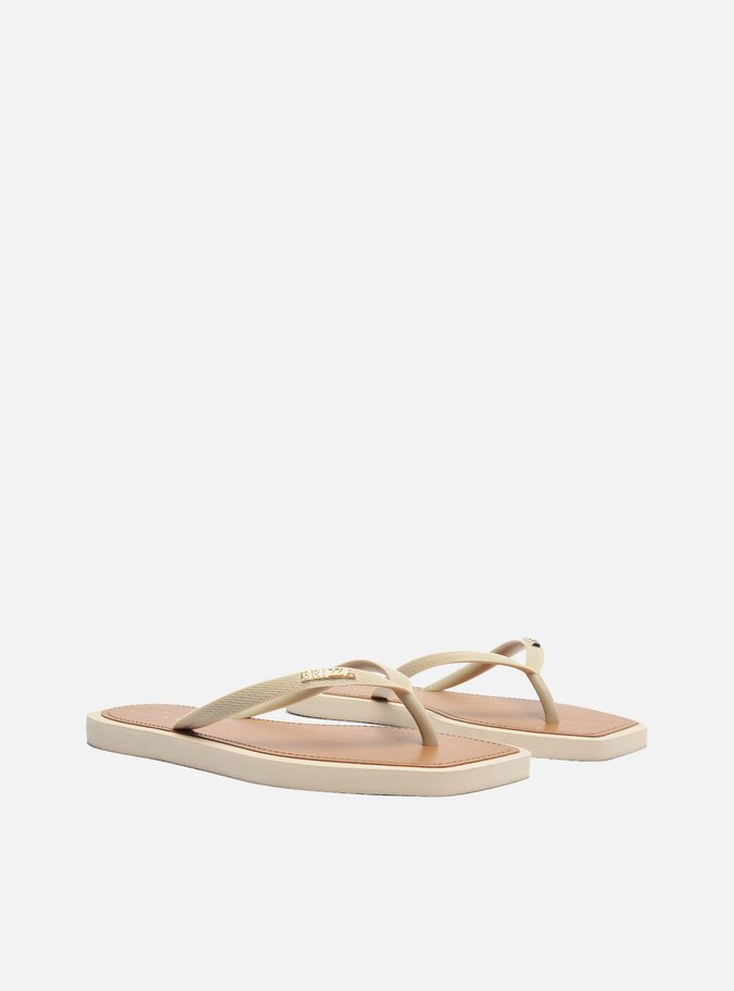 Chinelo de Dedo Off-White Square Palmilha Marrom