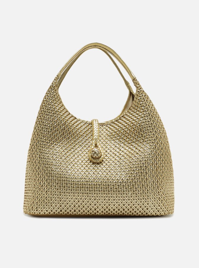 Bolsa Hobo Dourada Couro Grande Tressê Lenny