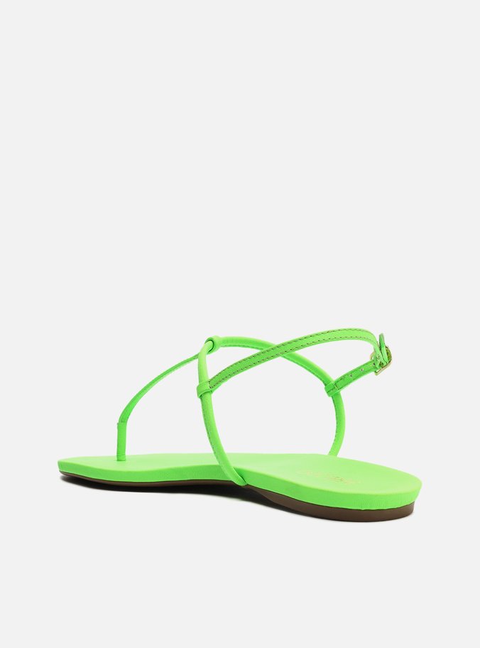 Sandália Rasteira Verde Neon Slim Básica