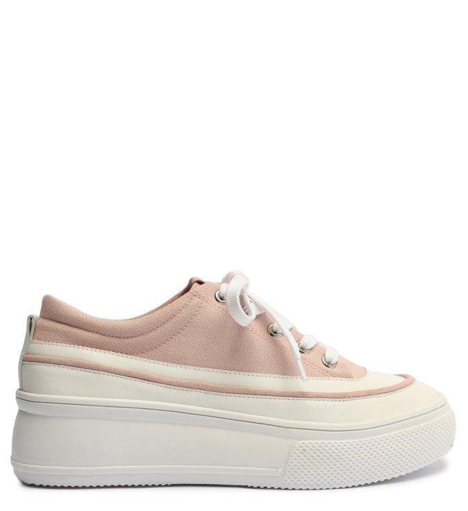 Tênis Rosa Lona Sola Alta Flatform