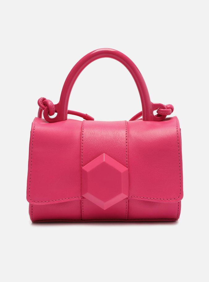 Bolsa Tiracolo Rosa Couro  Pequena Heart