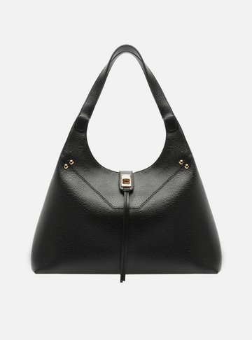Arezzo — Bolsa Hobo Preta Grande Metais