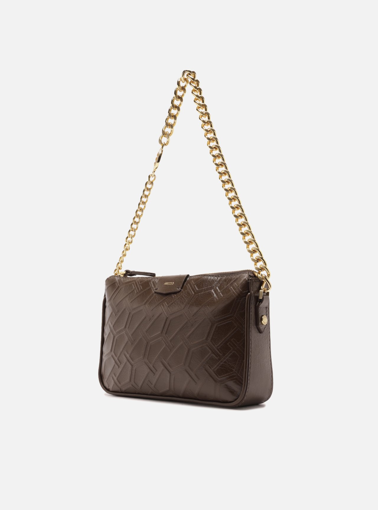 Bolsa Tiracolo Marrom Couro Pequena Corrente — foto 2