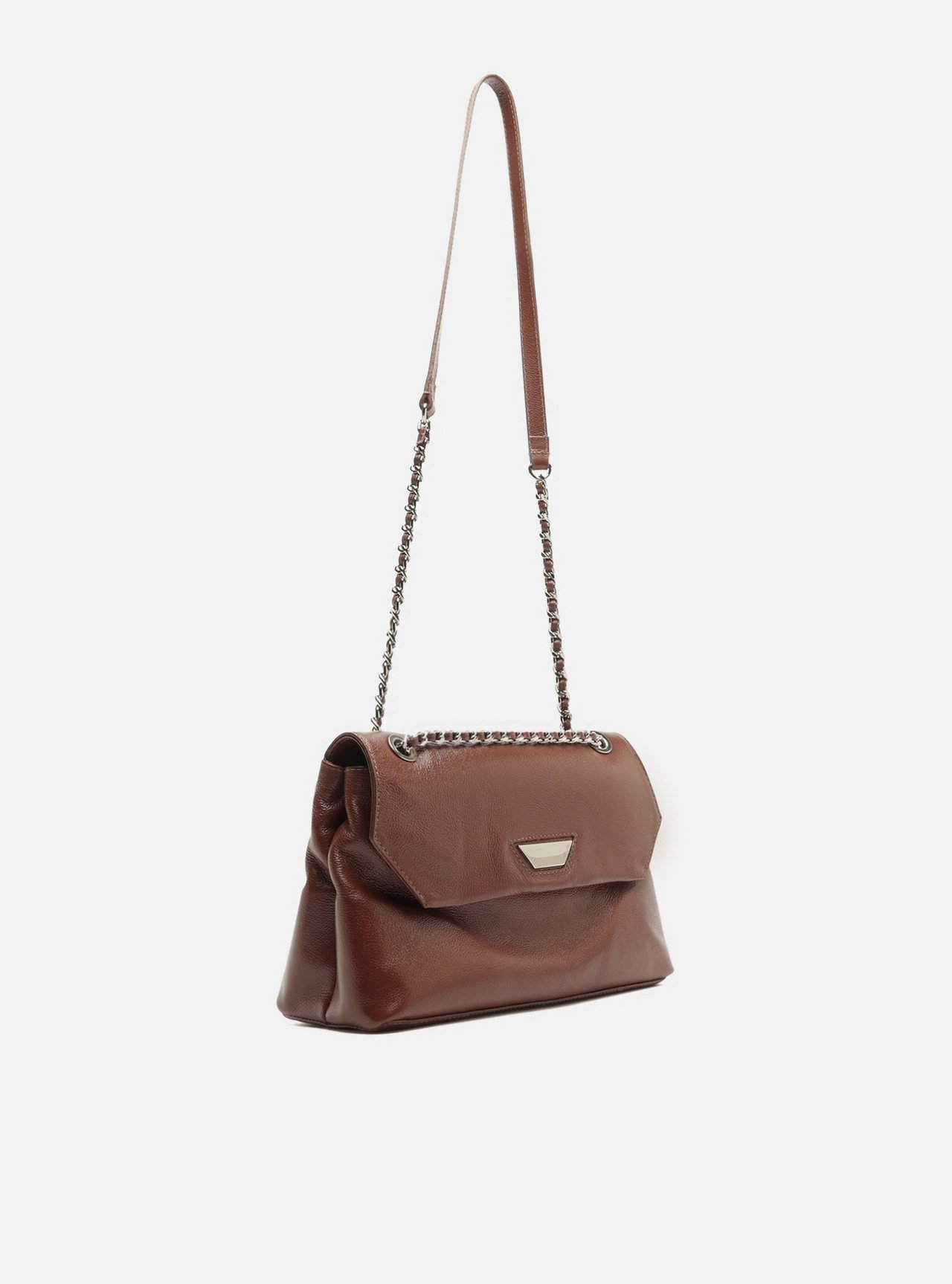 Bolsa Tiracolo Marrom Couro Média Corrente — foto 5