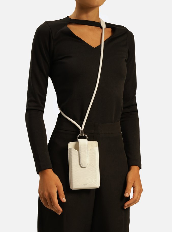 Mini Bag Tiracolo Branca Couro Wave Porta-Celular