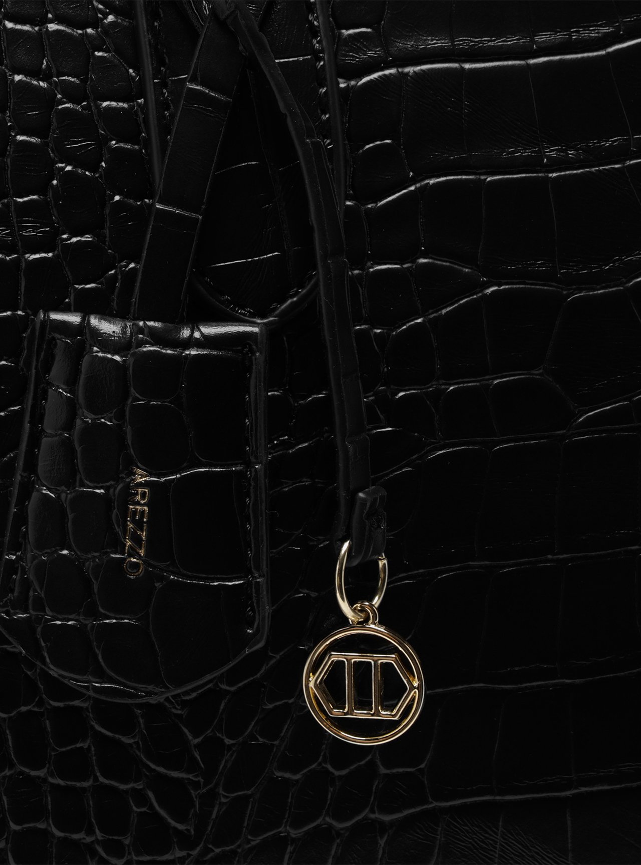 Bolsa Tote Preta Grande Croco Metais — foto 6