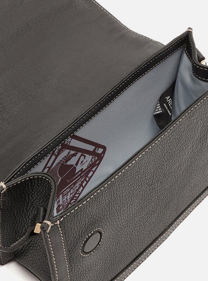 Bolsa Tiracolo Preta Couro  Média