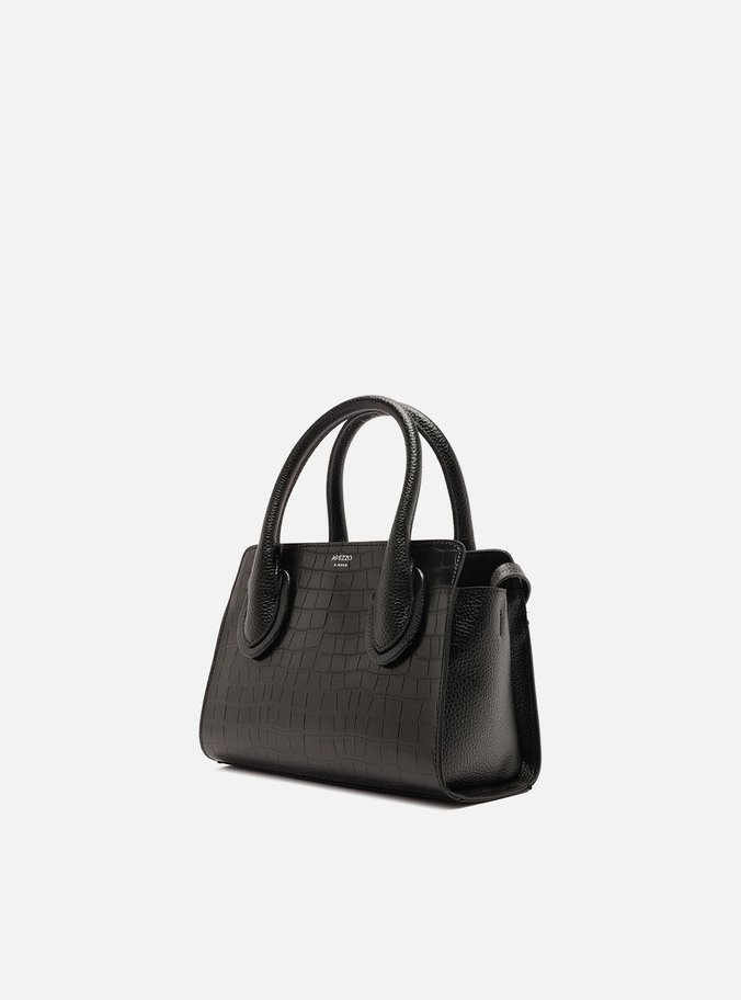 Bolsa Tote Preta Croco Pequena