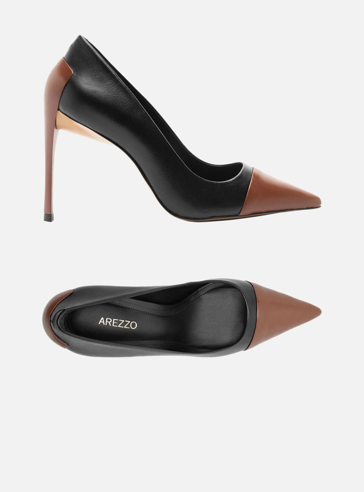 Scarpin Preto Couro Salto Fino Bico Fino Cap Toe — foto 5
