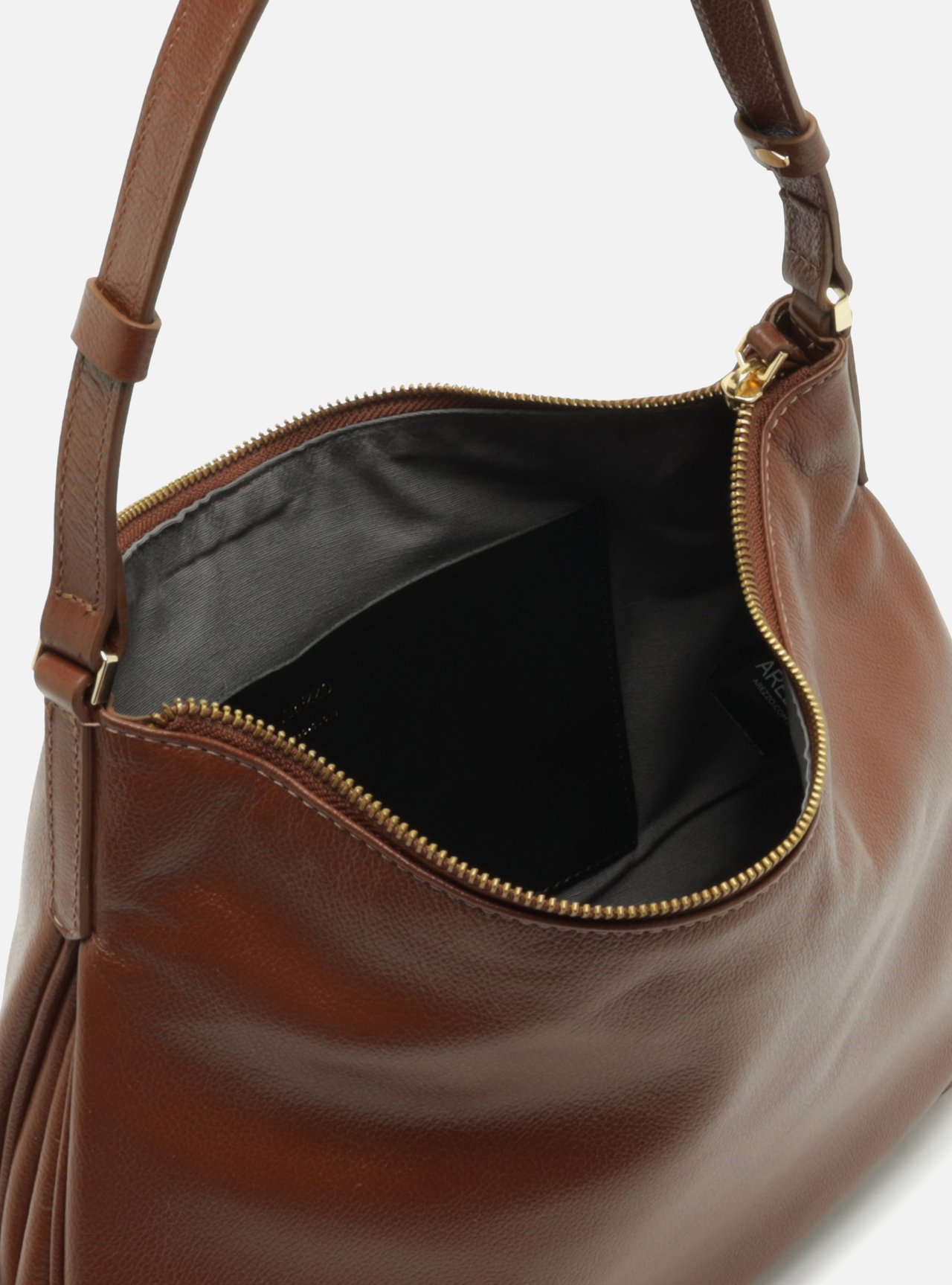 Bolsa Hobo Marrom Couro Média — foto 4