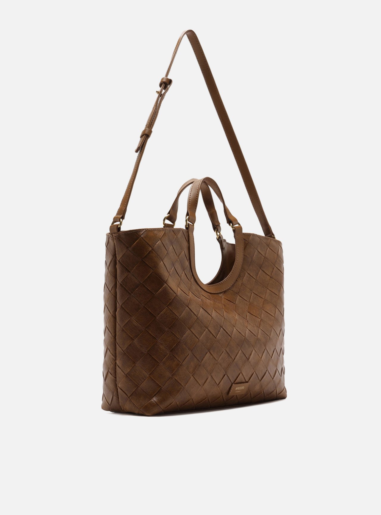 Bolsa Tote Marrom Claro Tressê Grande Tag — foto 5