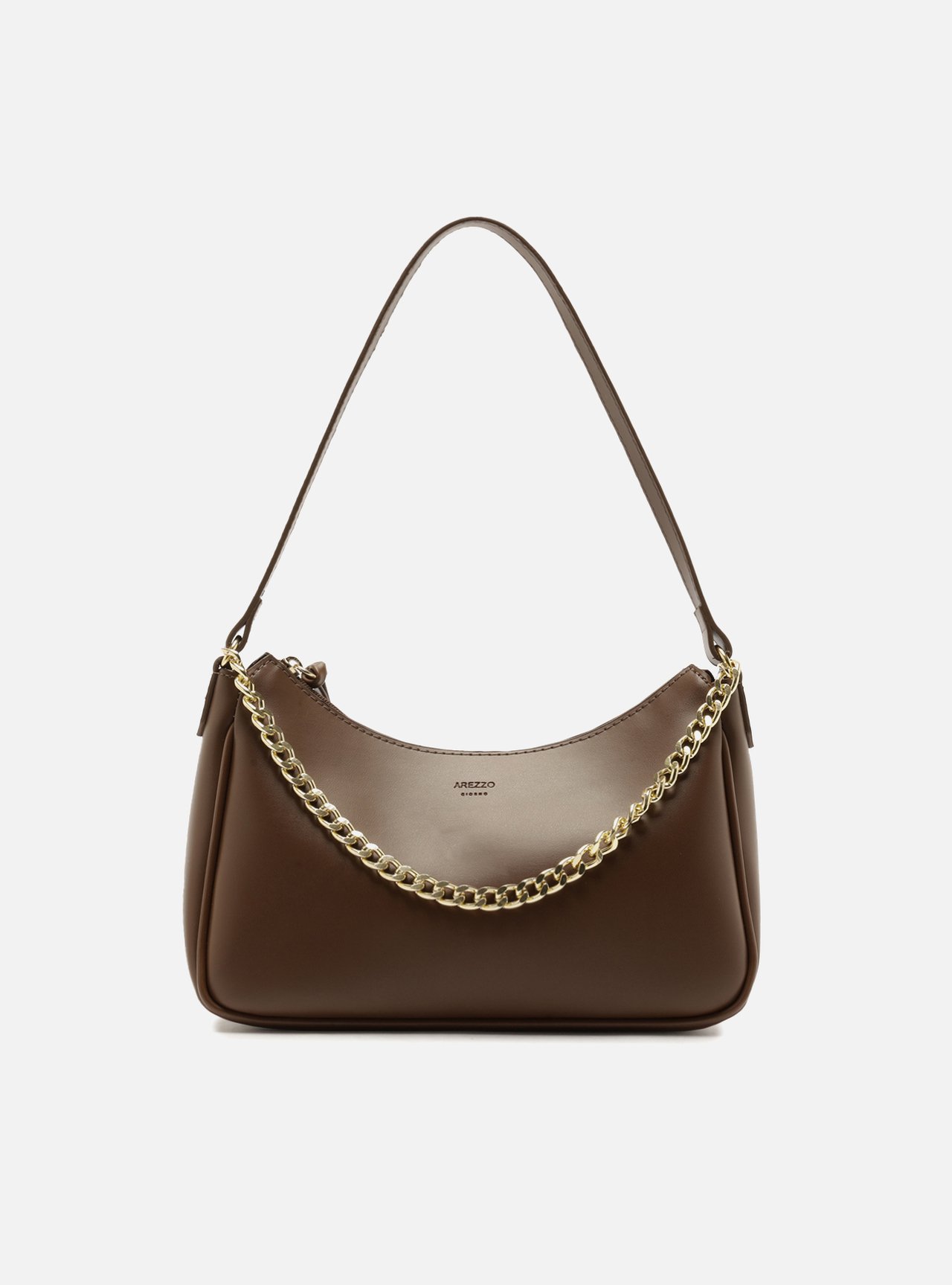 Bolsa Shoulder Marrom Pequena Corrente Dourada — foto 1