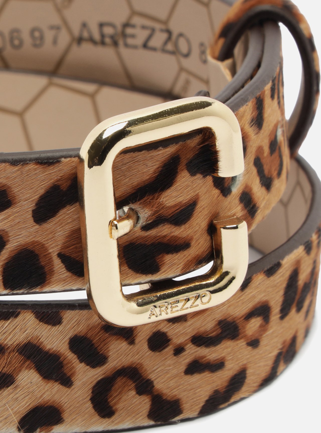 Cinto Animal Print Couro Fivela Dourada — foto 4