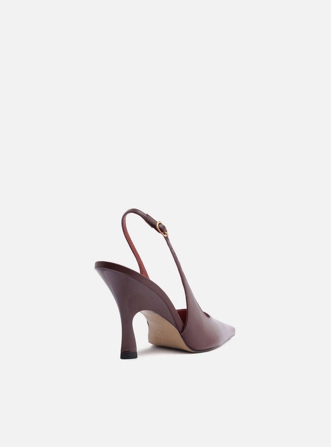 Scarpin Bordô Couro Salto Alto Slingback