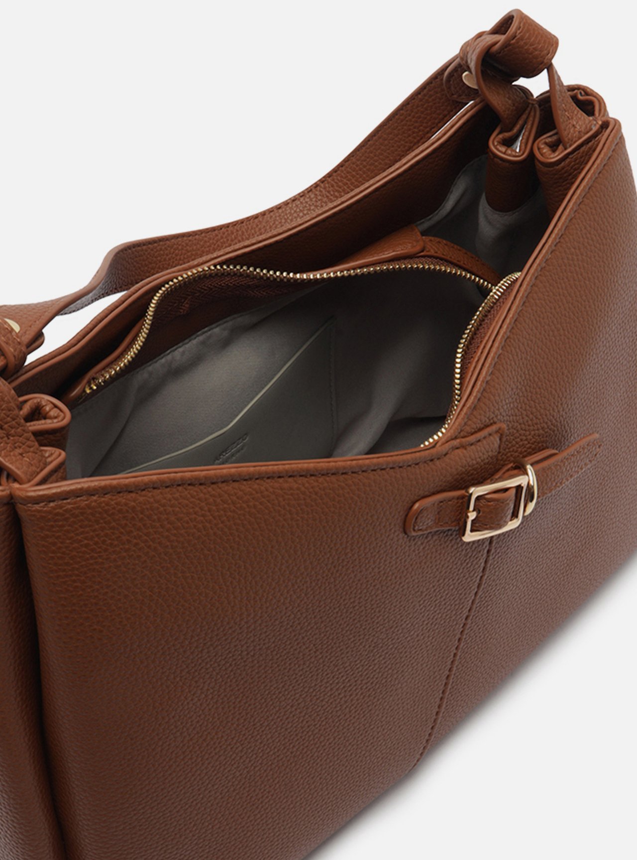 Bolsa Shopping Marrom Média Fivela Dourada — foto 4