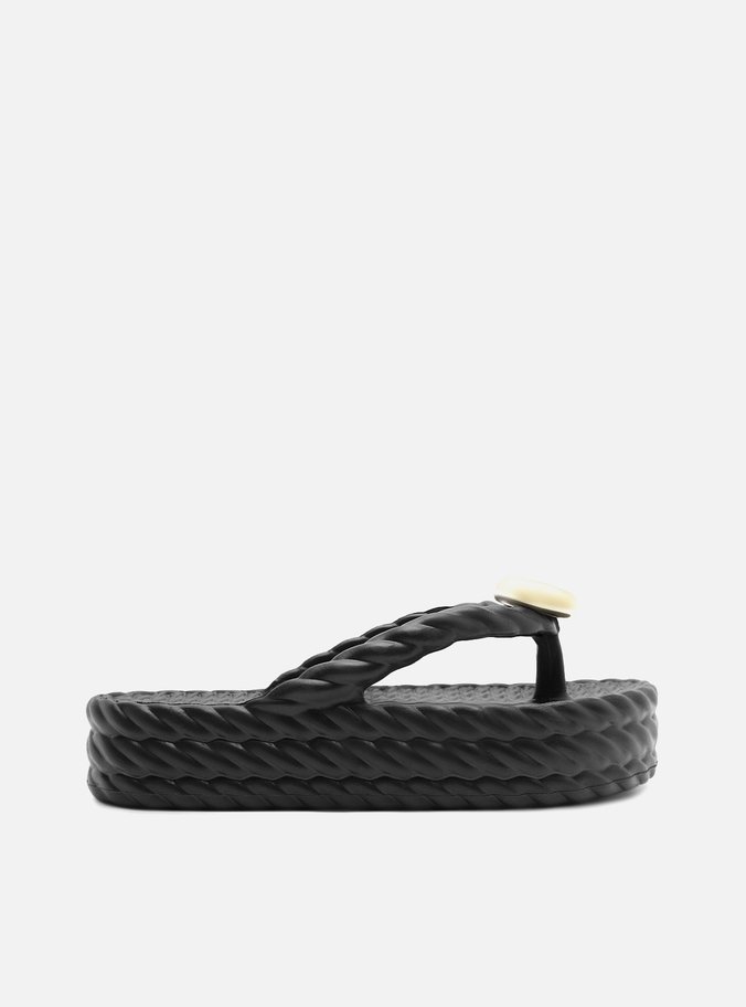 Sandália Preta Flatform Marrocos Mid Metal