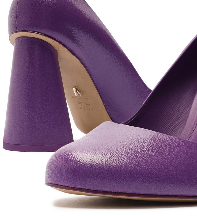 Scarpin Roxo Couro Salto Alto Piera