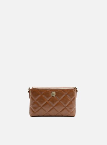 Arezzo — Bolsa Tiracolo Marrom Pequena Matelassê Corrente