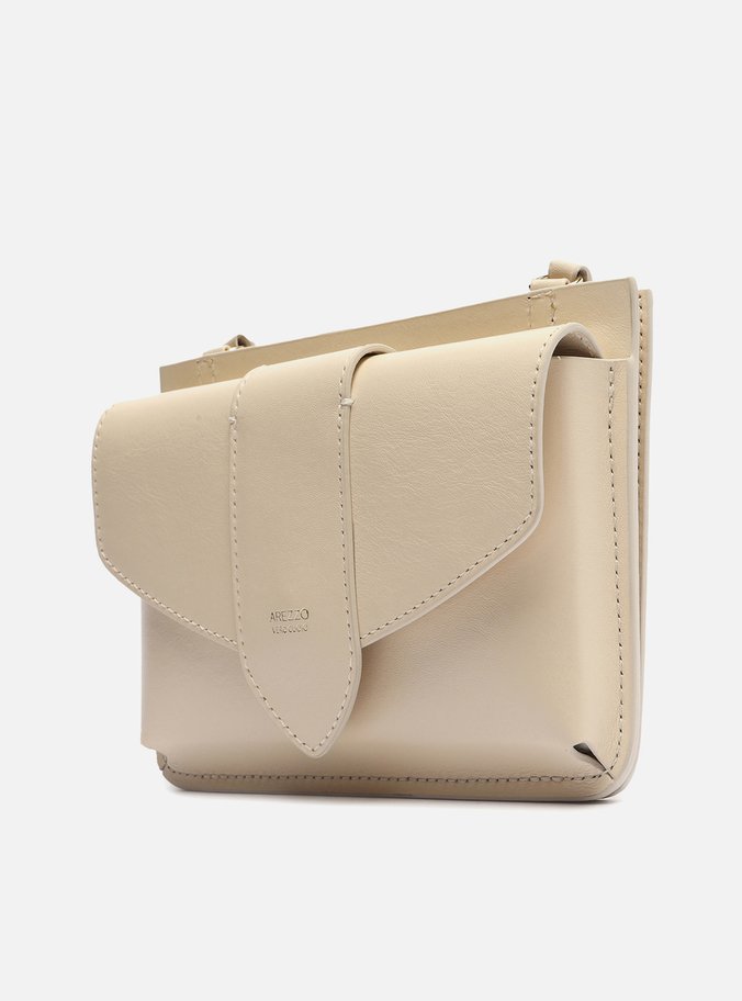 Mini Bolsa Off-White Couro Mel Porta-Celular