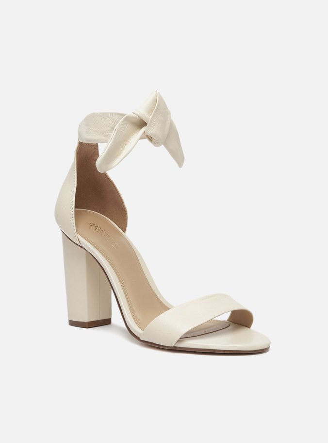 Sandália Off-White Couro Salto Alto Bloco Isabelli