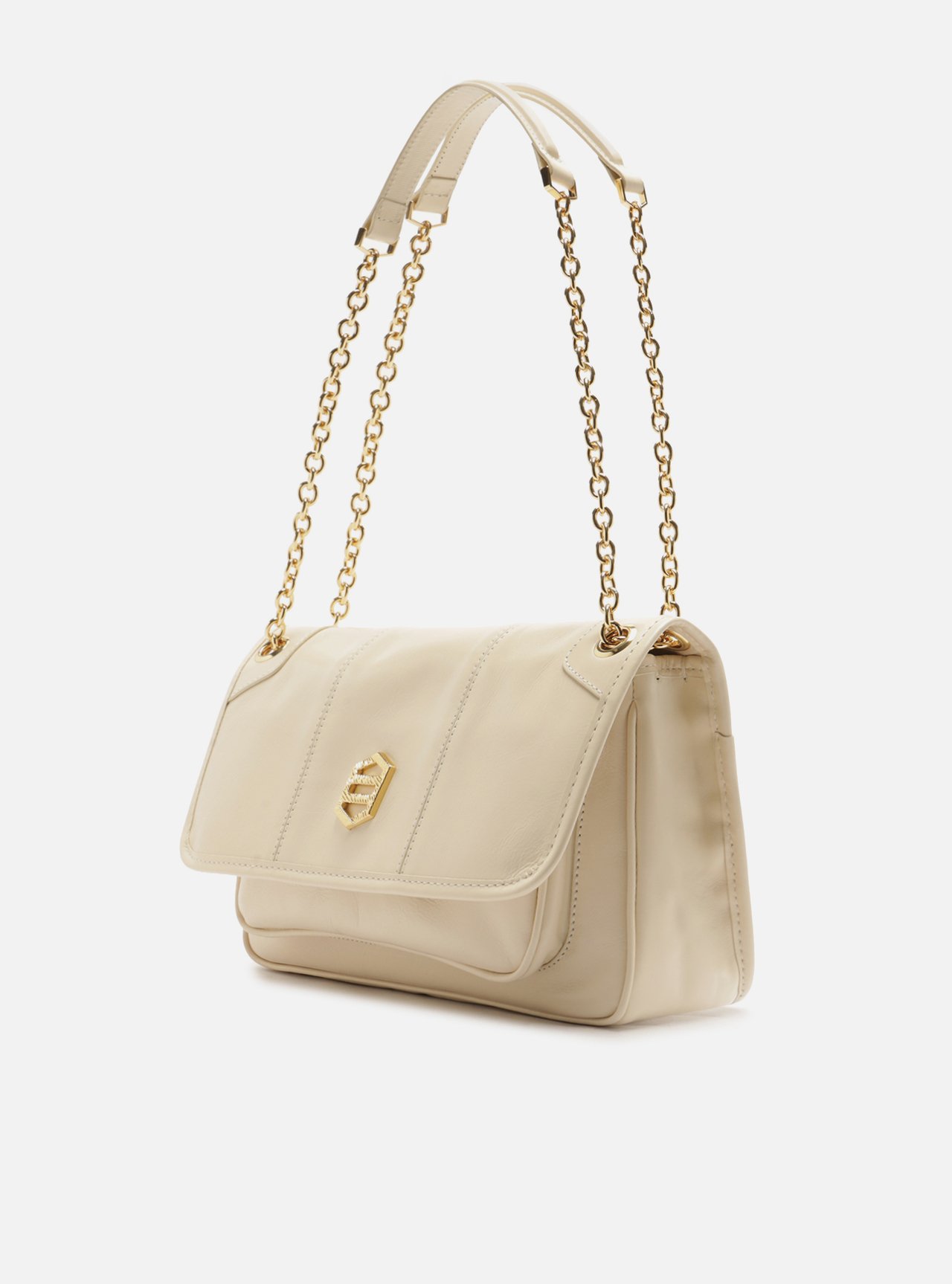 Bolsa Tiracolo Marrom Couro Média Alça Corrente — foto 2
