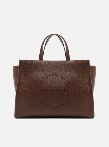 Bolsa Tote Marrom Grande Logo Perfurado