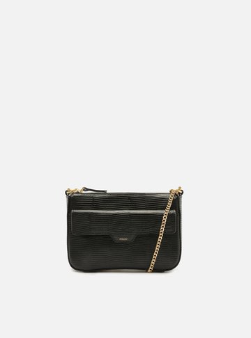 Arezzo — Bolsa Tiracolo Preta Couro Pequena Corrente