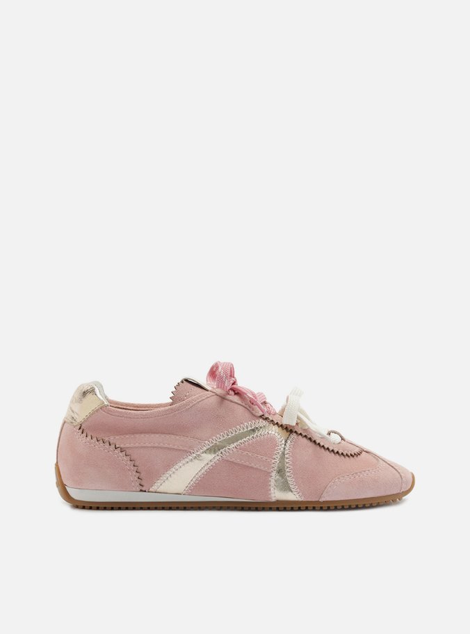 Tênis Rosa Suede Bico Redondo Amarração
