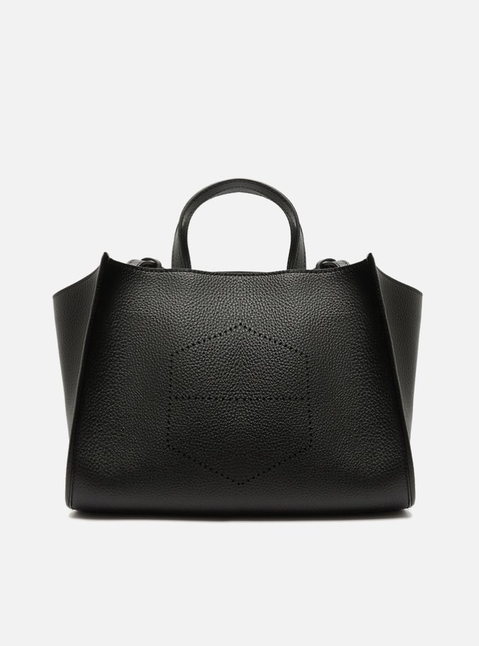 Bolsa Tote Preta Grande Logo Perfurado