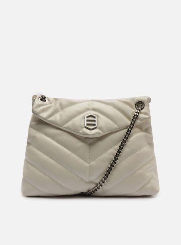 Bolsa Tiracolo Branca Couro Matelassê Grande