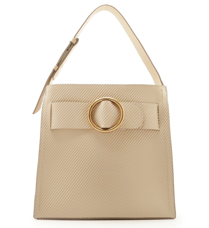 Bolsa Hobo Couro Allegra Stripes Média Latte