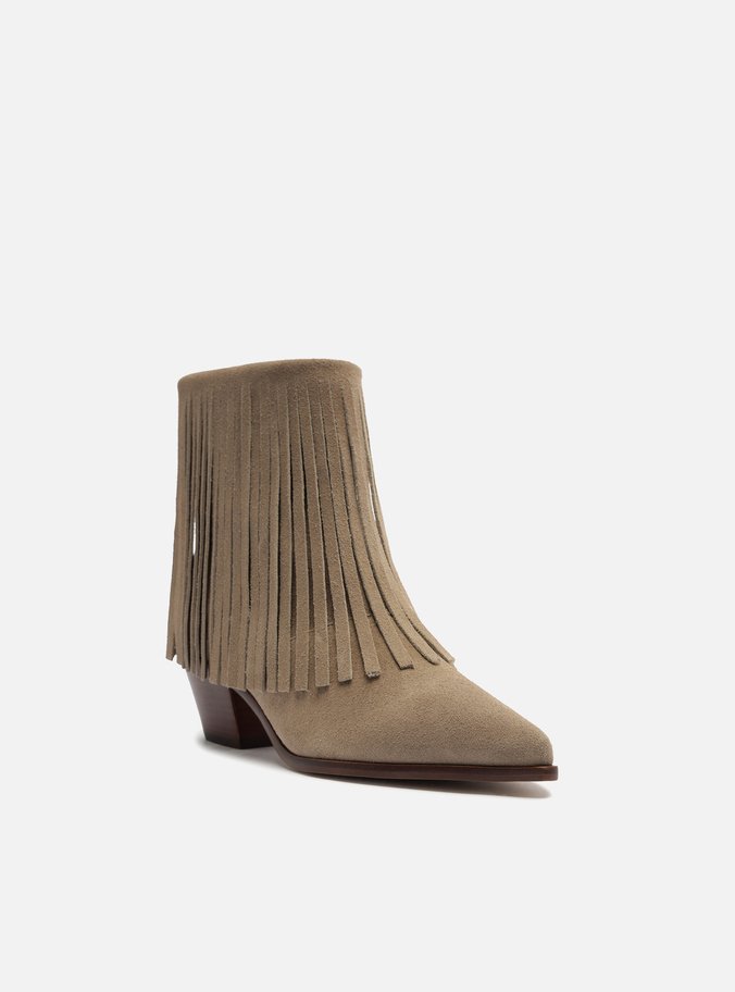 Bota Cinza Acamurçada Cano Curto Western Franjas