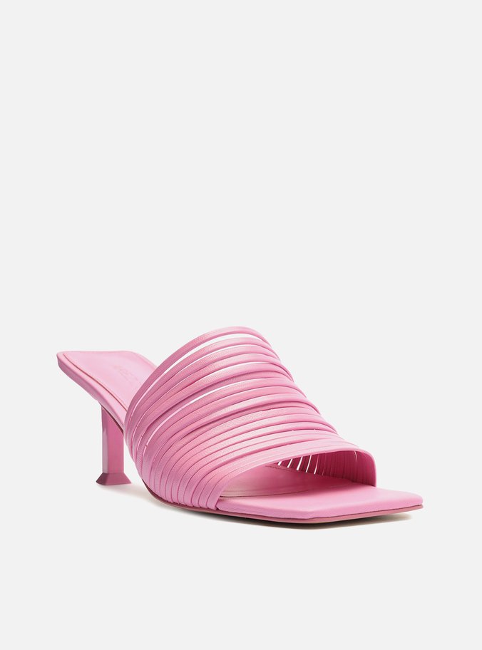 Mule Rosa Salto Taça Multi Tiras