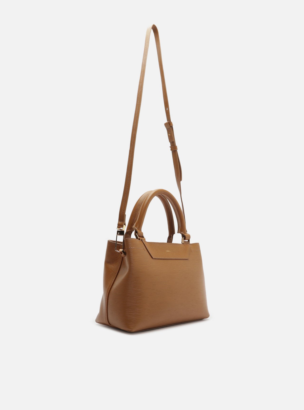 Bolsa Tote Marrom Couro Textura Média — foto 5
