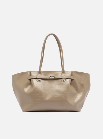 Arezzo — Bolsa Shopping Cinza Grande Croco