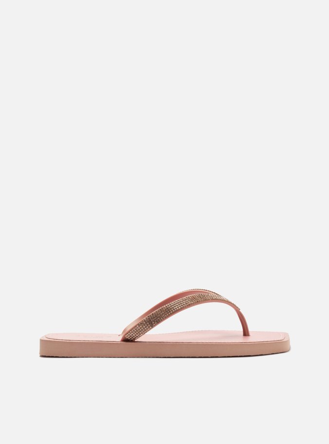 Chinelo de Dedo Rosé Recouro Square Strass