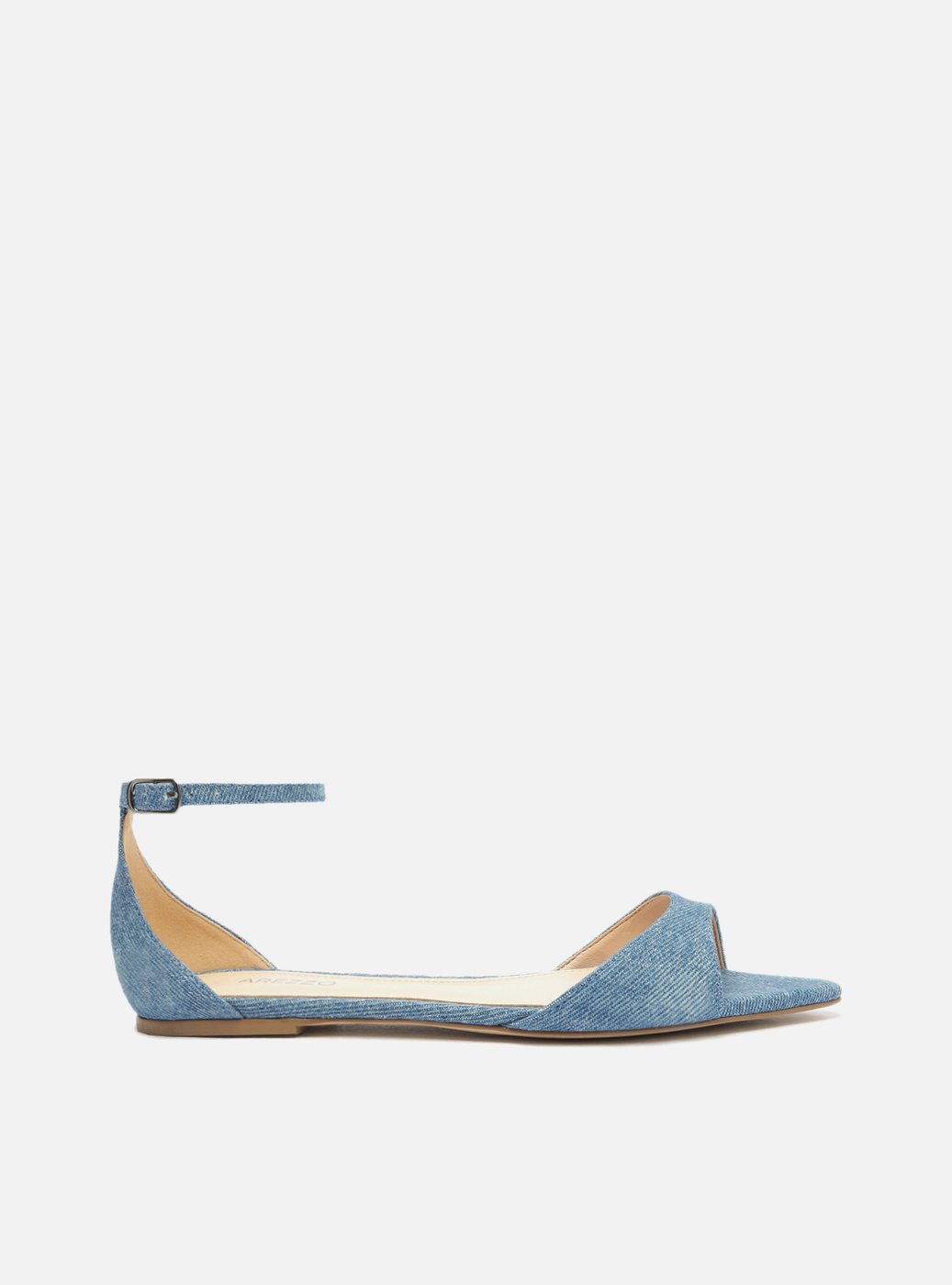Sandália Rasteira Azul Denim Bico Fino — foto 1