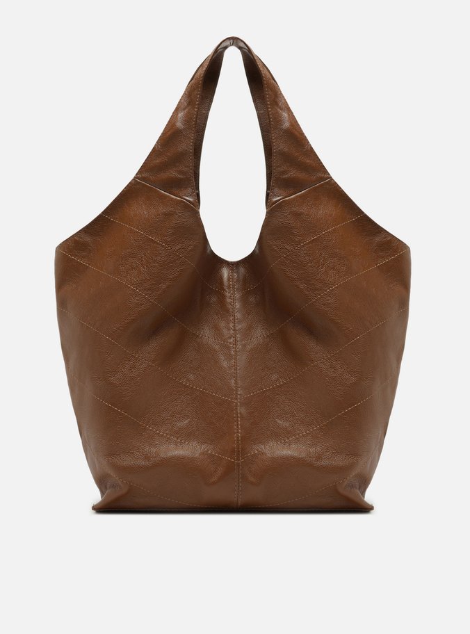 Bolsa Hobo Marrom Couro Grande Barbicacho