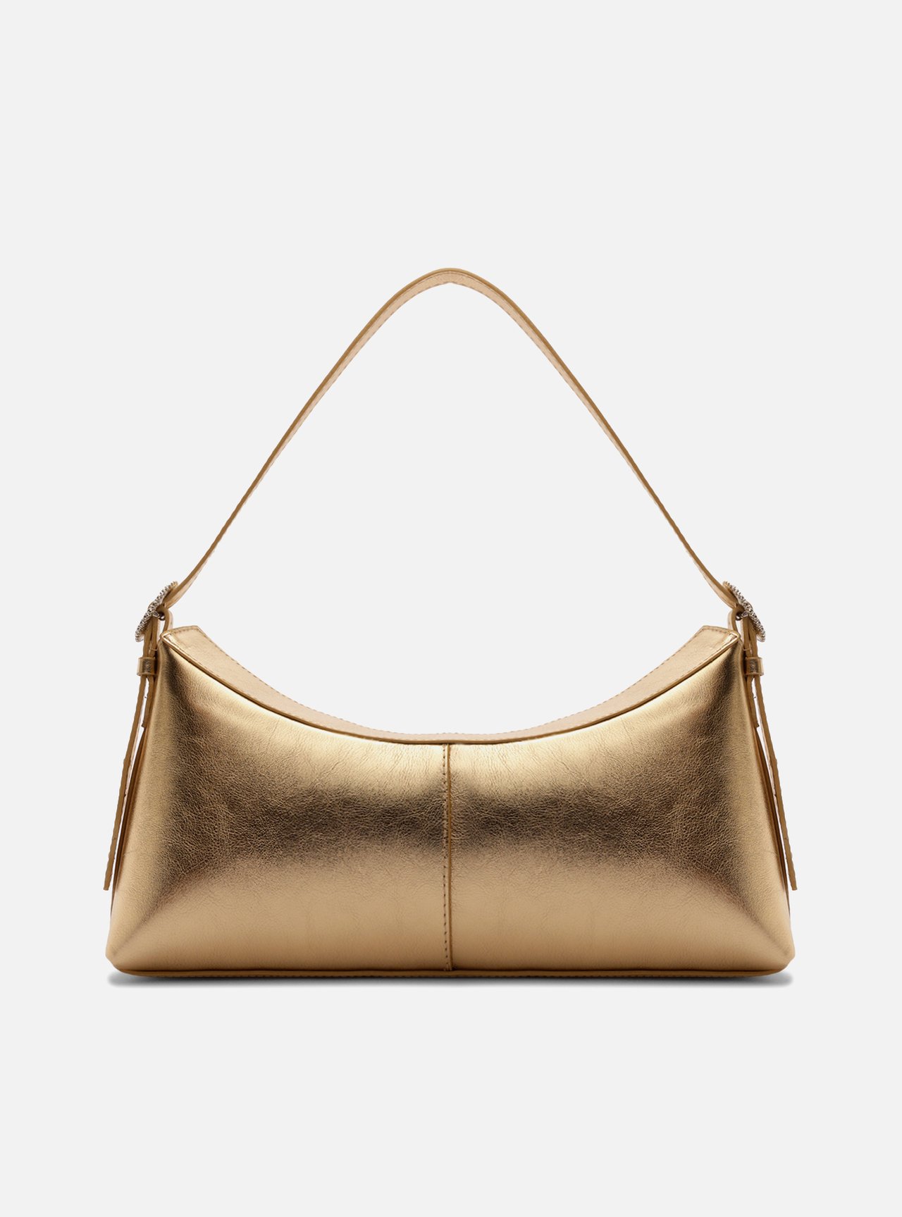 Bolsa Shoulder Dourada Couro Grande Básica — foto 3