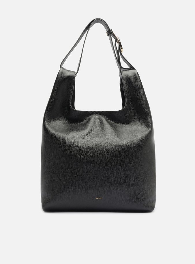Bolsa Hobo Preta Couro Média