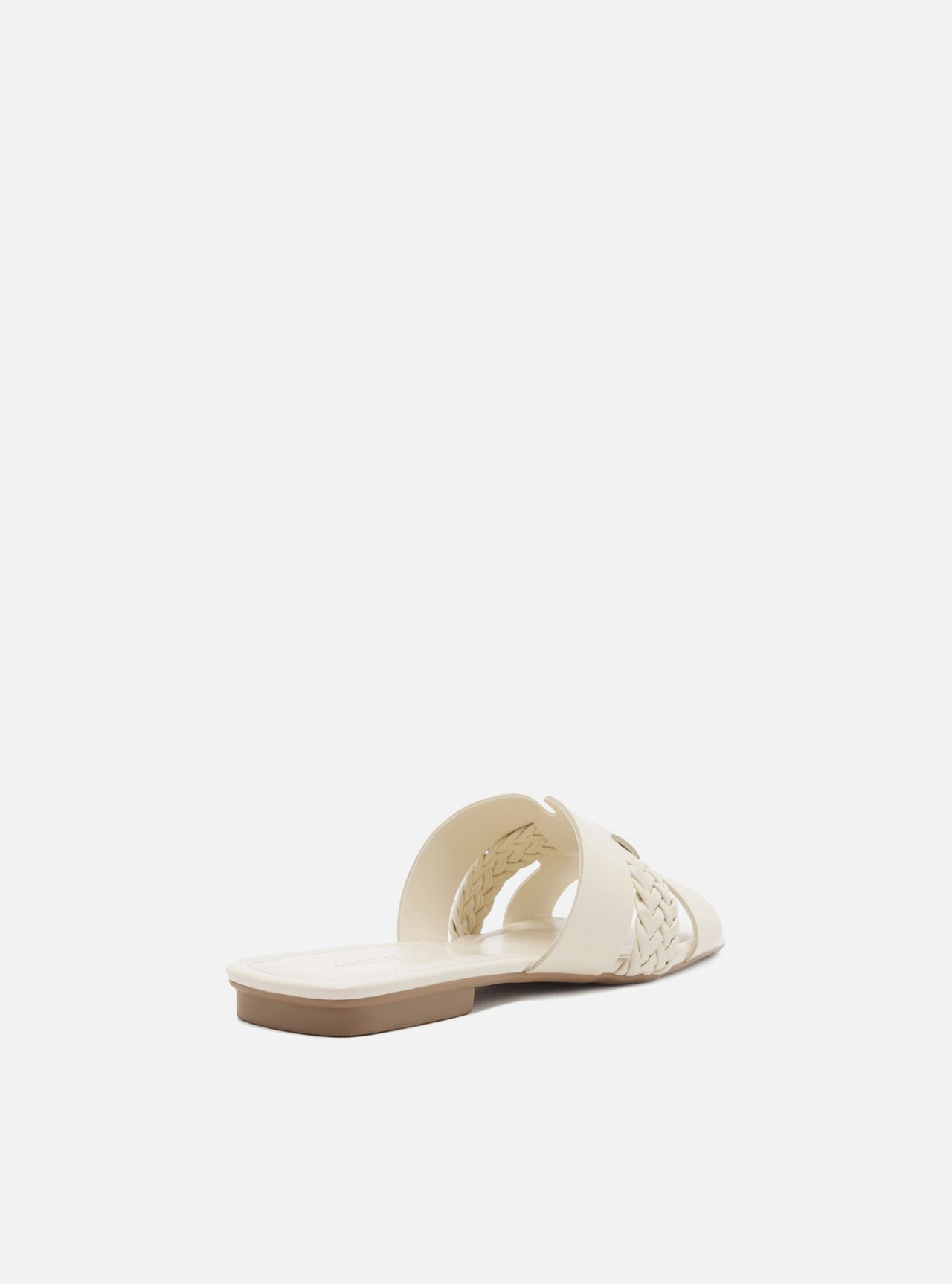 Rasteira Off-White Bico Quadrado Tiras — foto 3