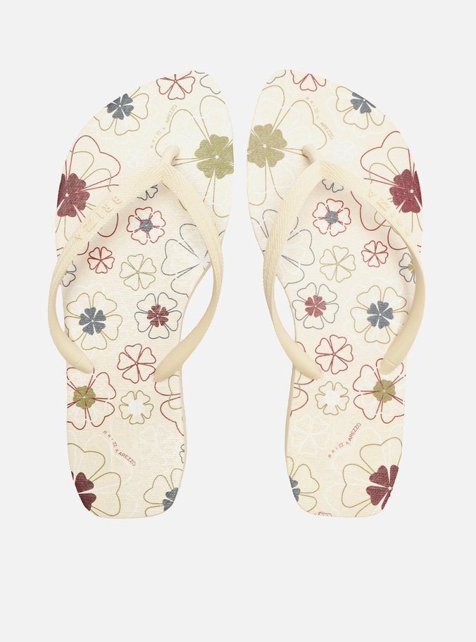 Chinelo de Dedo Branco Estampa Flores Flash
