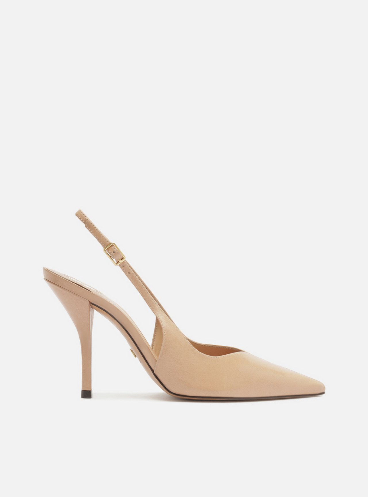 Scarpin Nude Couro Salto Fino Slingback — foto 1