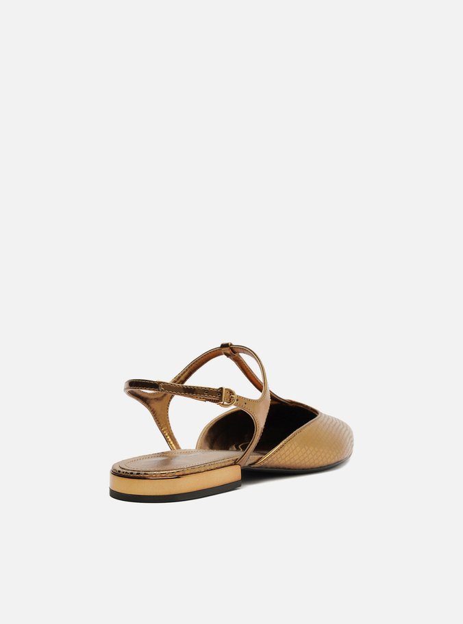 Sapatilha Bronze Snake Bico Fino Tira