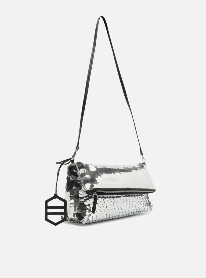 Clutch Prata Média Maxi Paetês
