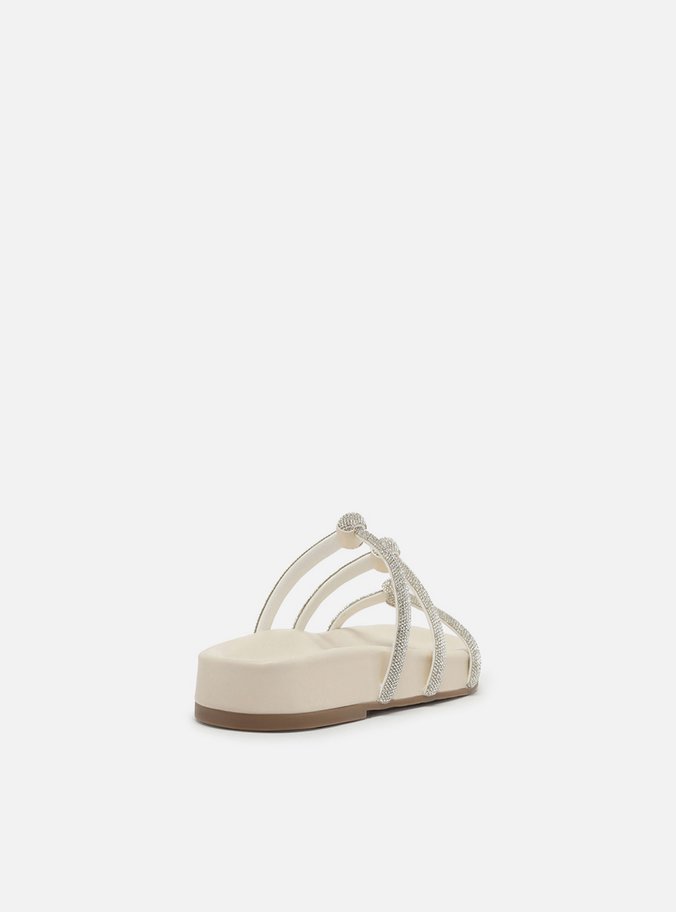 Papete Off-White Tiras Nós Strass Glam