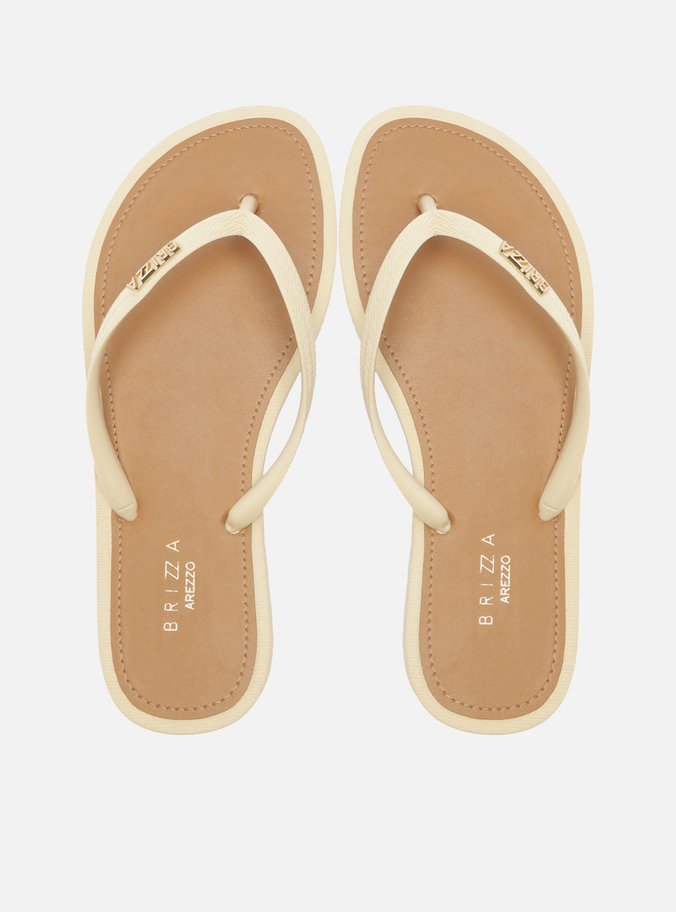 Chinelo De Dedo Tiras Off-White Palmilha Marrom | Arezzo