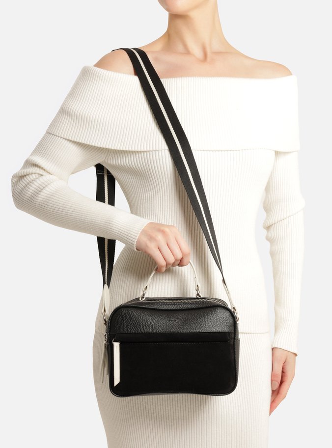 Bolsa Tiracolo Preta Prione Média Branca