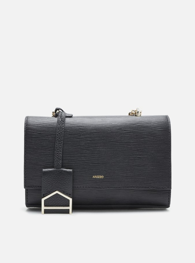 Bolsa Tiracolo Preta Couro Abraccio Pequena